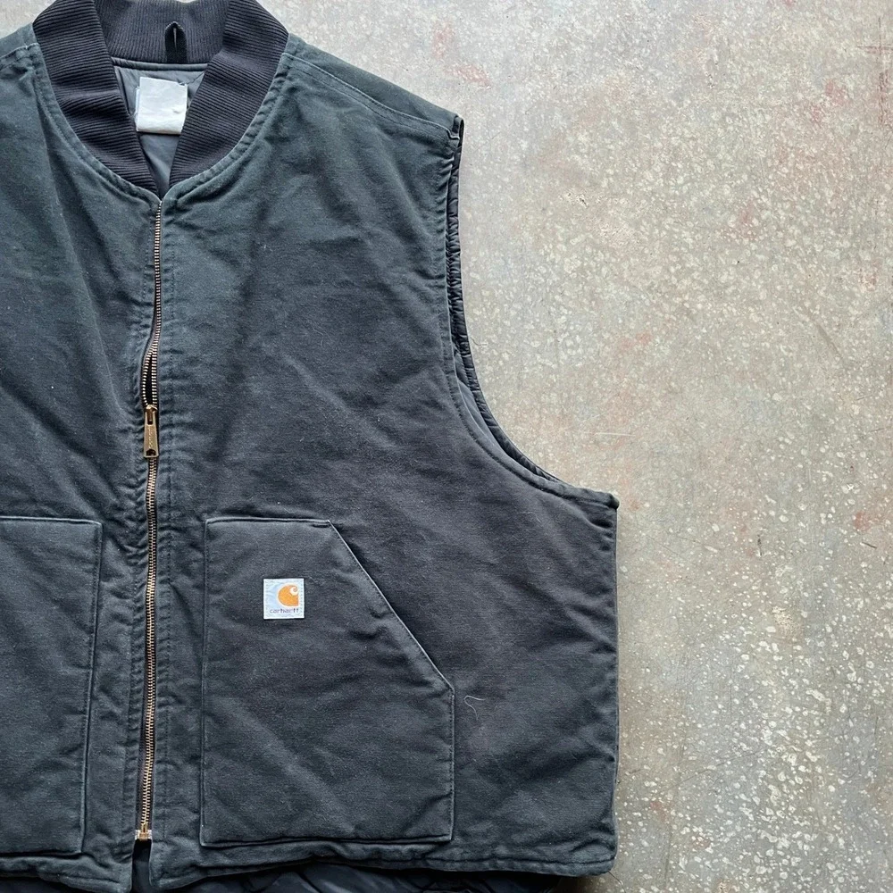 Carhartt V01 Arctic Quilt Lined Duck Vest Mens 3XL Black Canvas Workwear USA